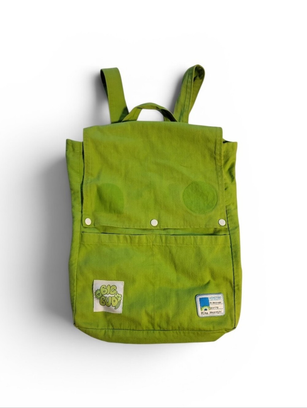 Rare Big Bud Cotton Lime Green Monsters University Backpack, Made In LA EUC